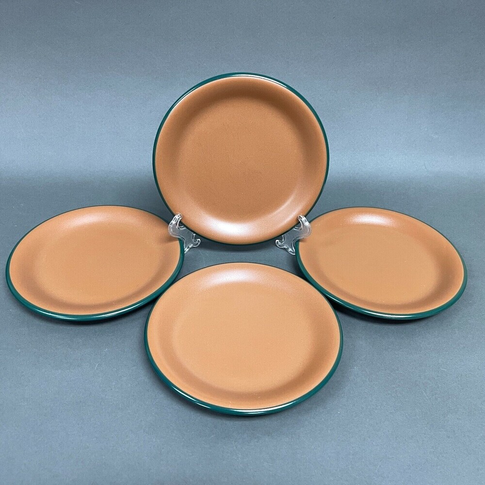Brown Green Trim Salad Plates Mexico? 7 3/4" Lot‎ of 4